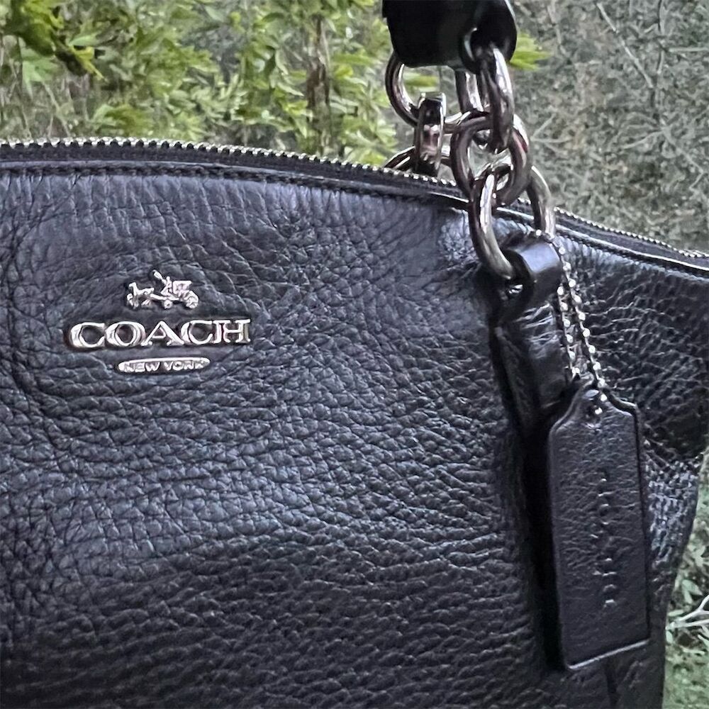 COACH Satchel Crossbody/Shoulder Bag Black Leather w Silver Hardware AUTHENTIC - Picture 3 of 9